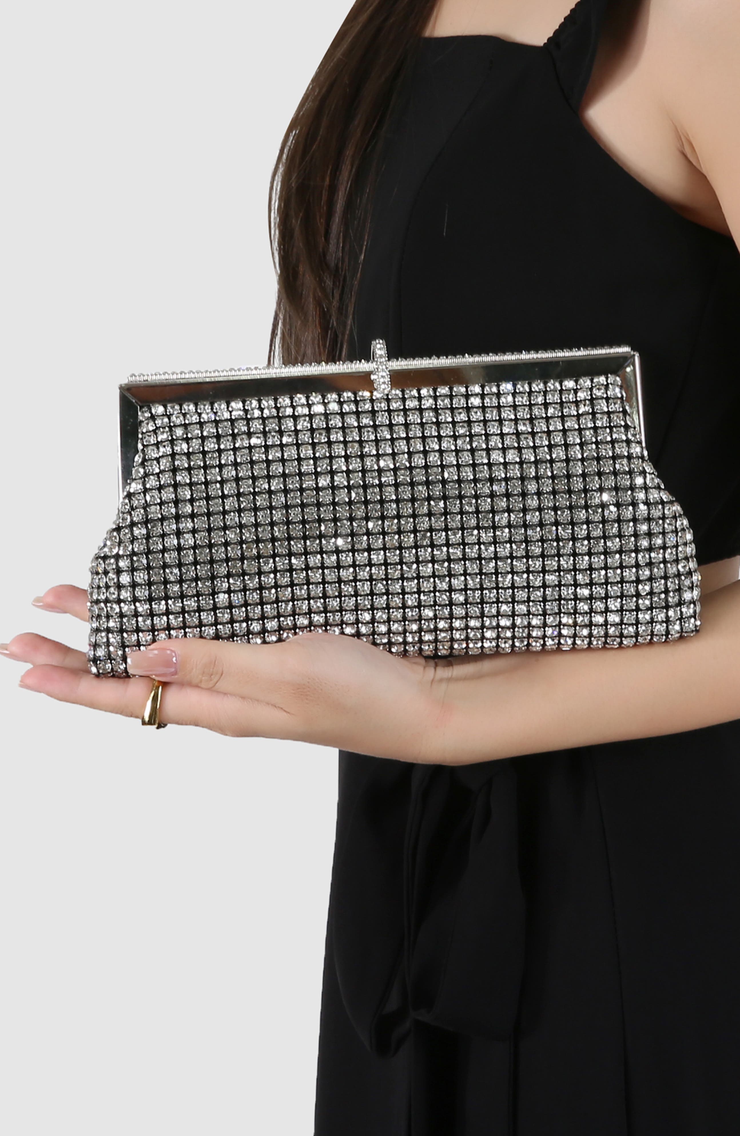Rhinestone Evening Bag, Alternate, color, SILVER