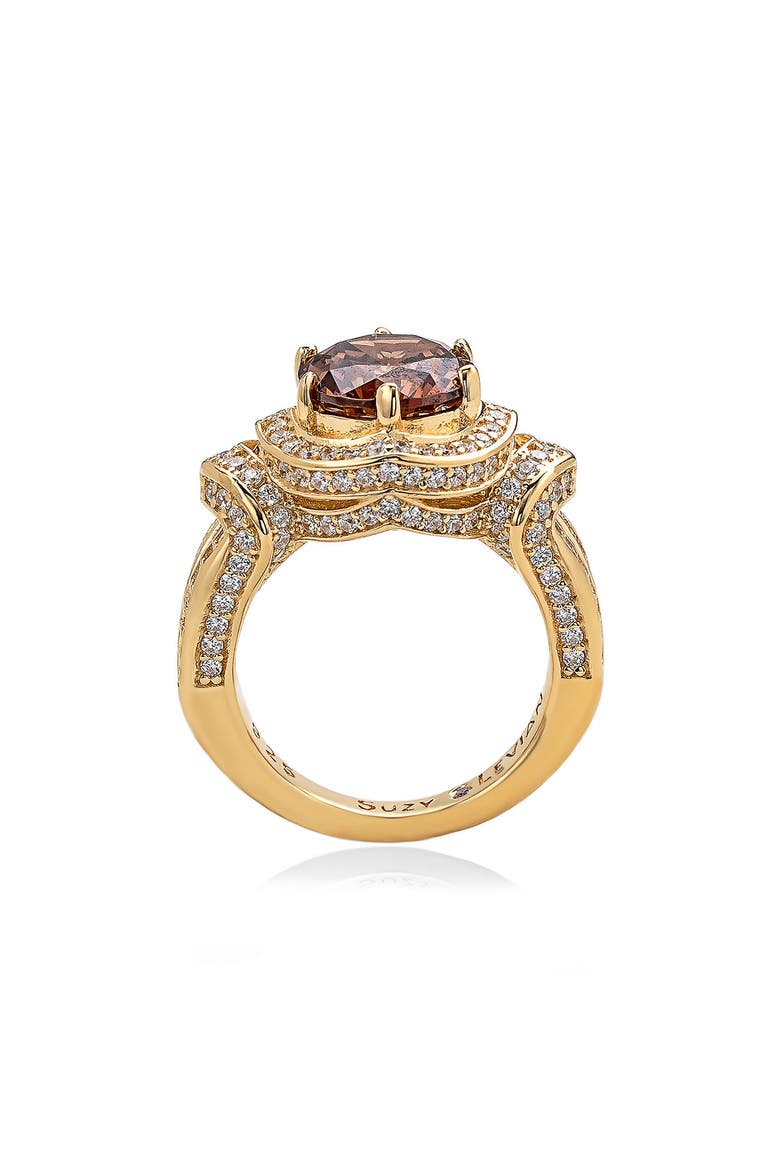 Round Cubic Zirconia Ring, Alternate, color, BROWN