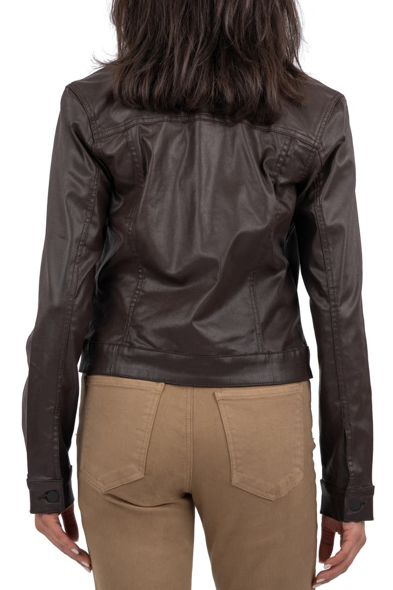 Julia Coated Crop Denim Trucker Jacket, Alternate, color, CHOCOLATE JM