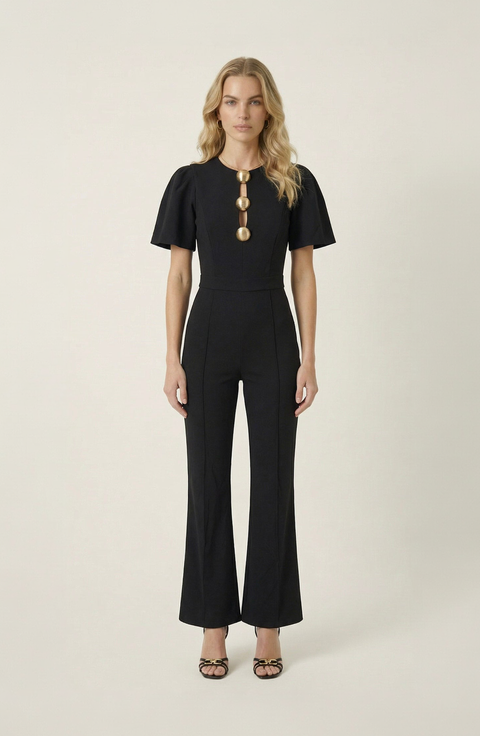 Embellished Cutout Flared Leg Jumpsuit