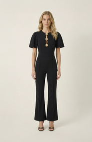 Modenaire Embellished Cutout Flared Leg Jumpsuit
