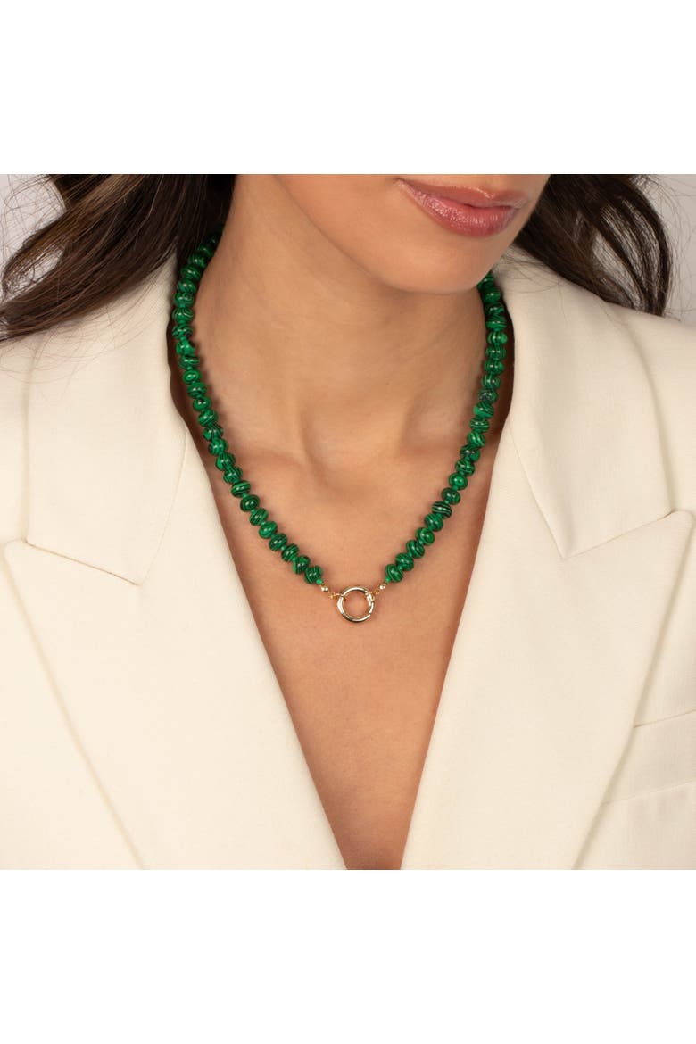 Green Beaded Clicker Necklace, Alternate, color, Malachite