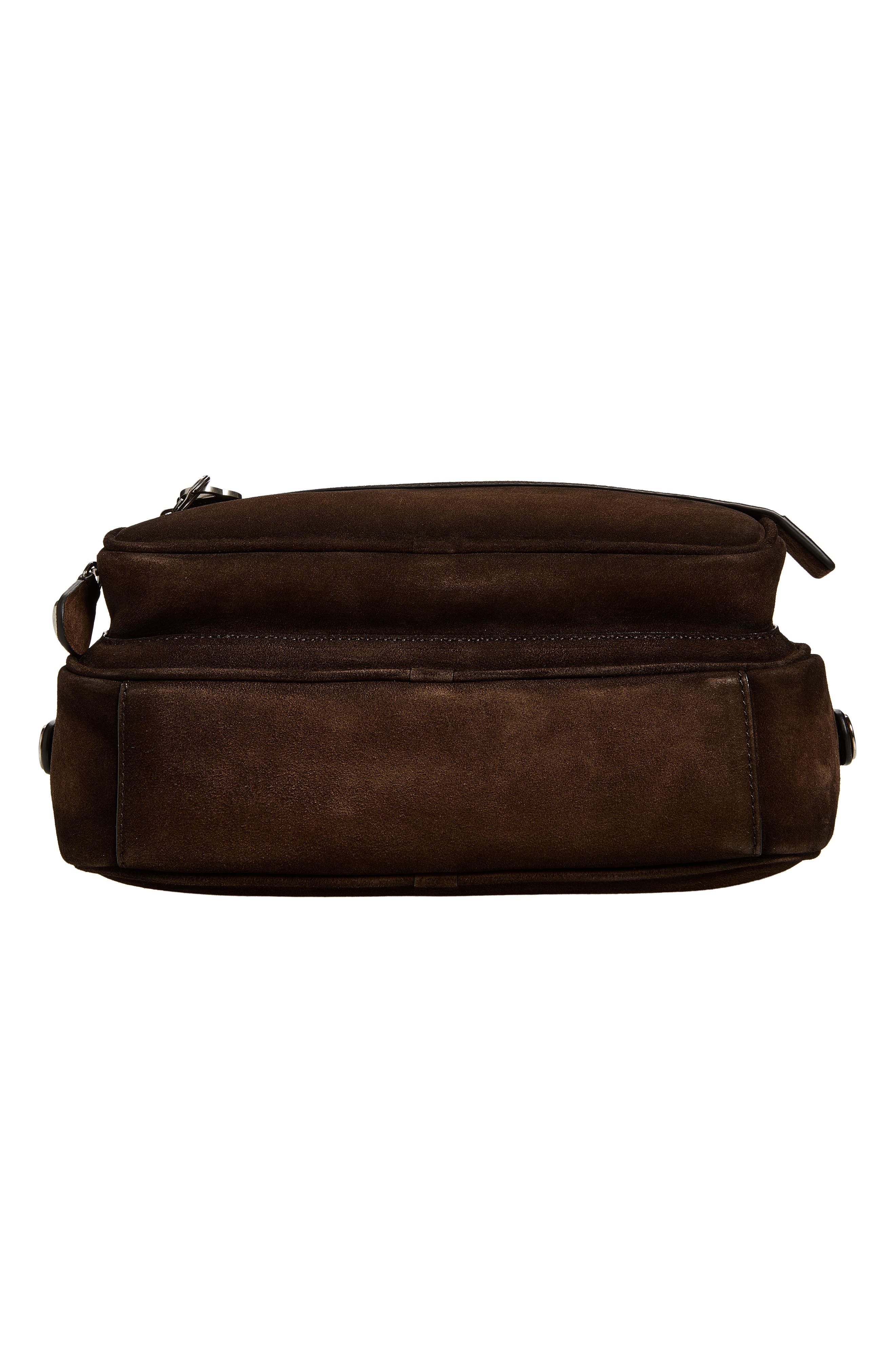 Camero Party Suede Shoulder Bag, Alternate, color, DARK BROWN
