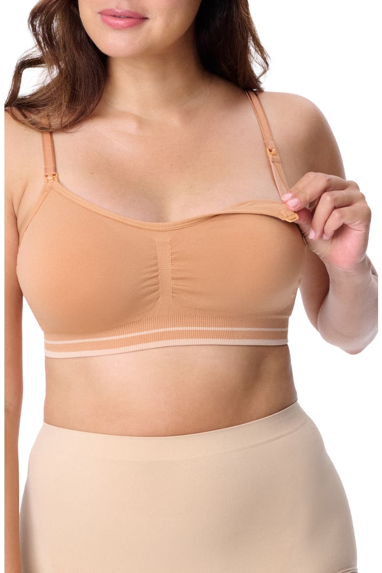 Motherhood Women's Maternity Seamless Nursing and Hands-Free Pumping Bra, Alternate, color, Caramel
