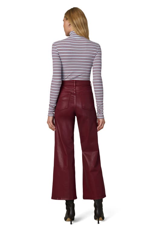 Joe's The Mia Coated High Waist Ankle Wide Leg Jeans In Burgundy