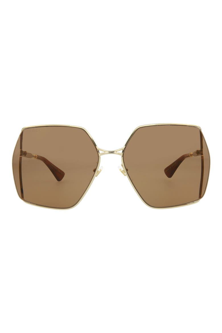 65mm Square Sunglasses, Main, color, GOLD GOLD BROWN