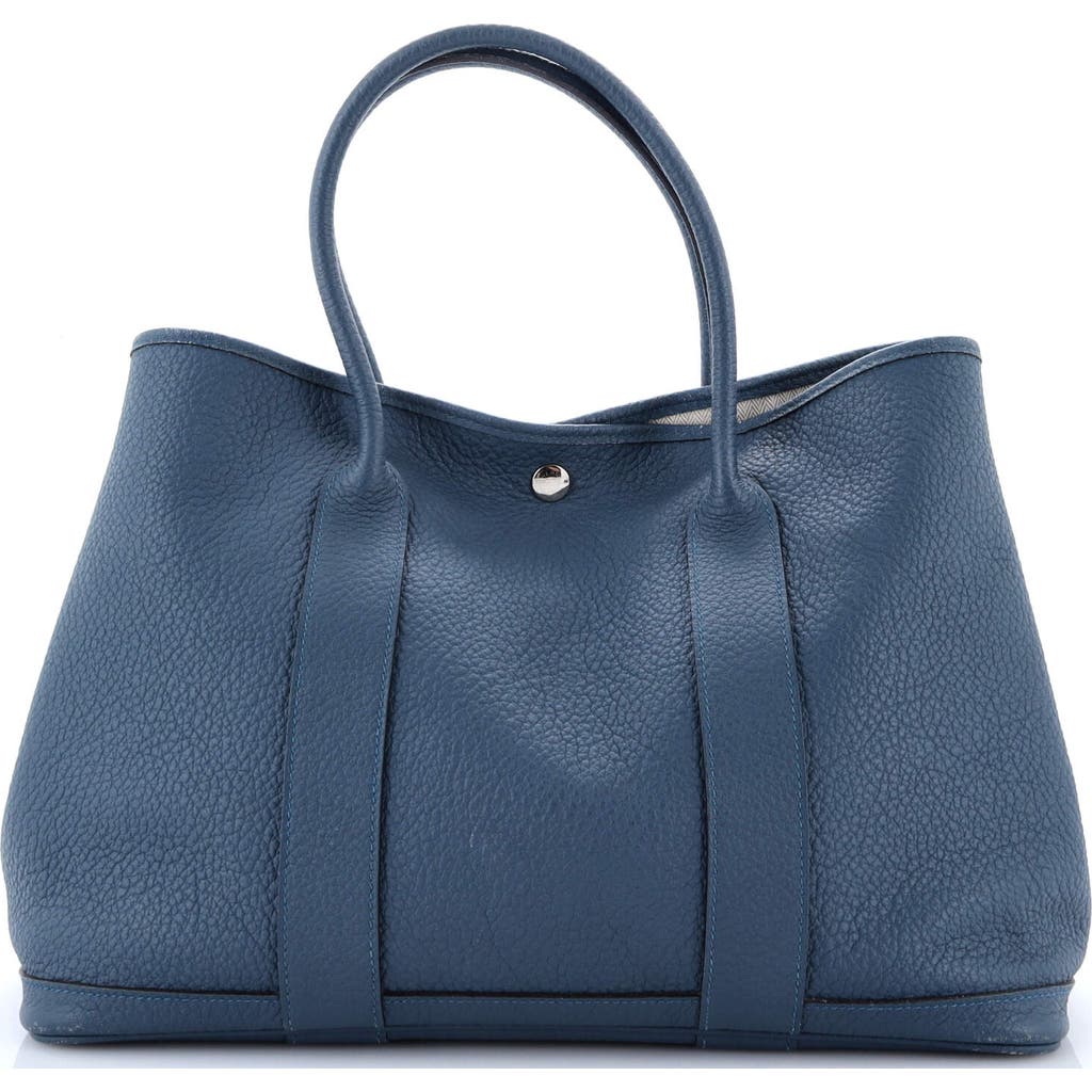 Pre-owned Hermes Hermes Garden Party Tote Leather 36 In Blue