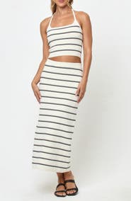 LSPACE Ravello Stripe Rib Cover-Up Skirt