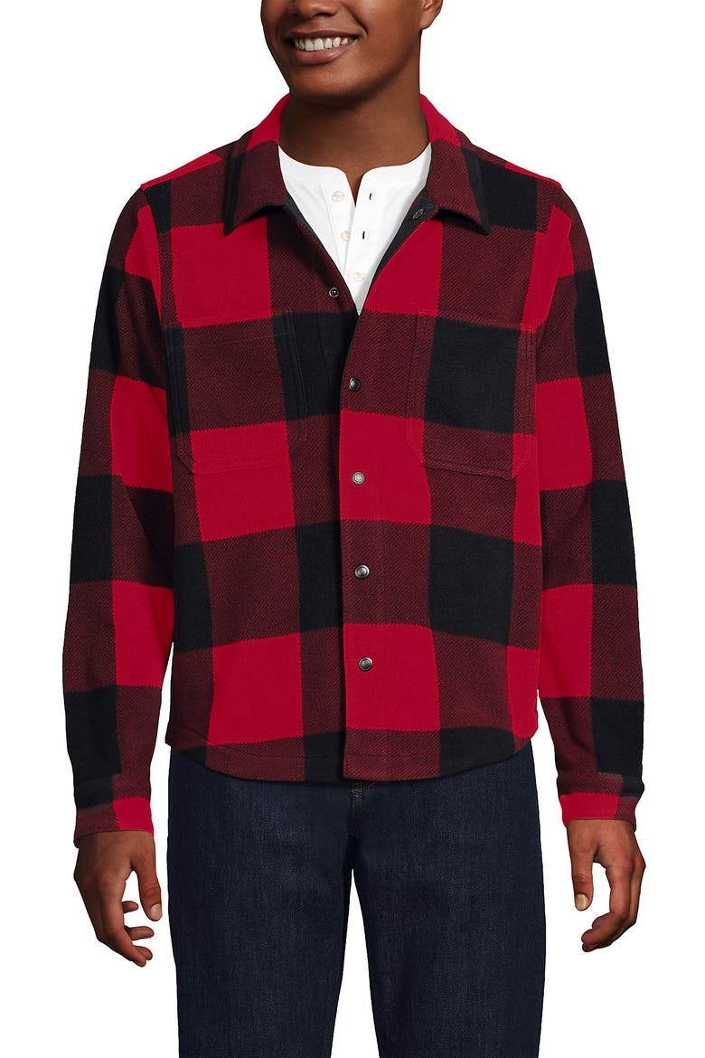 Anyweather Fleece Shirt Jacket, Main, color, Compass Red Large Check