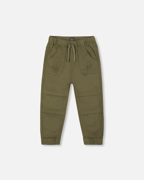DEUX PAR DEUX DEUX PAR DEUX BOY'S STRETCH TWILL JOGGER PANT DARK OLIVE GREEN