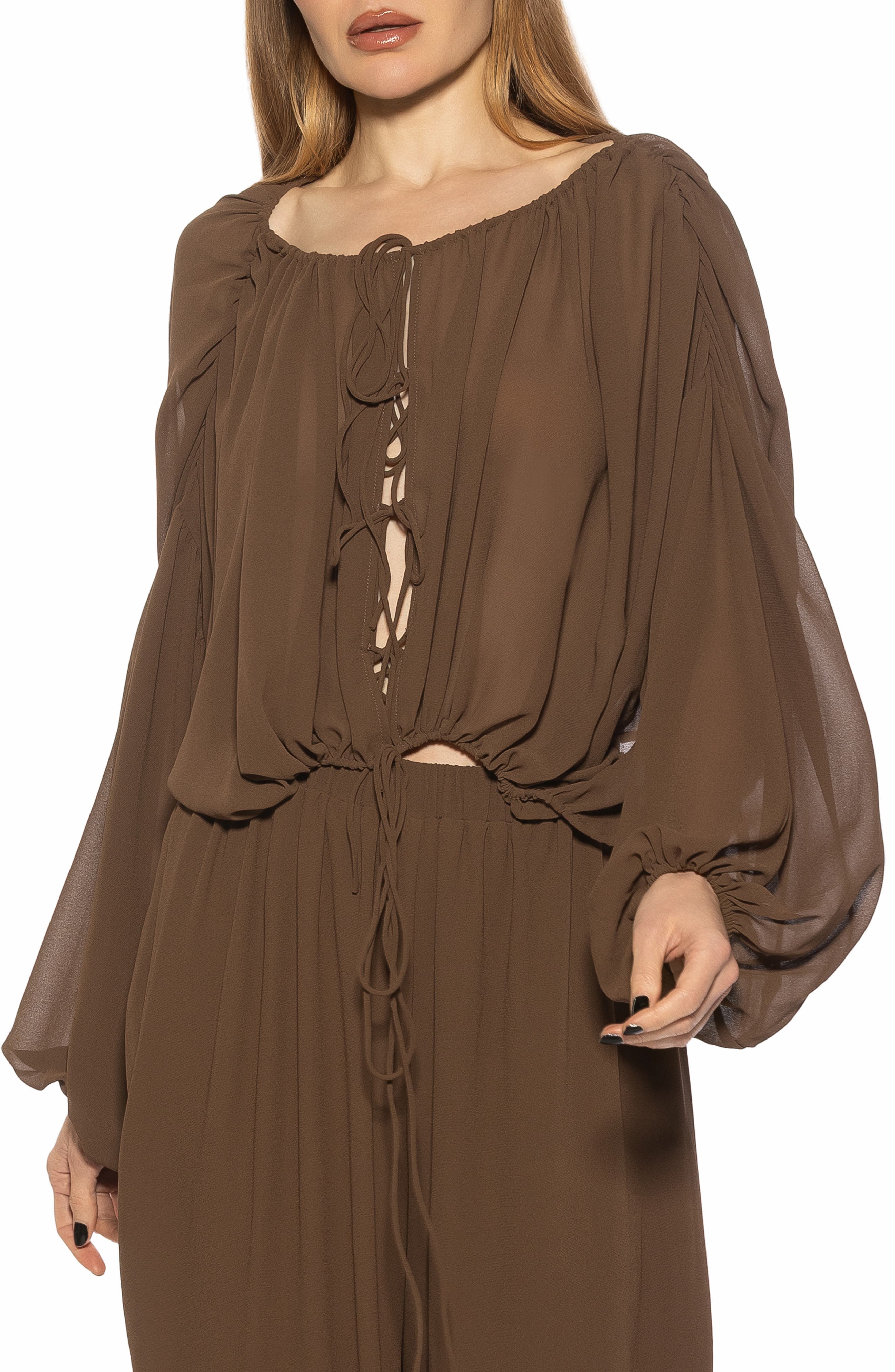 Alexia Admor Luca Blouson Sheer TOp