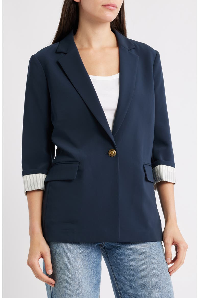 Jennie Elbow Sleeve Crepe Blazer, Alternate, color, SAL