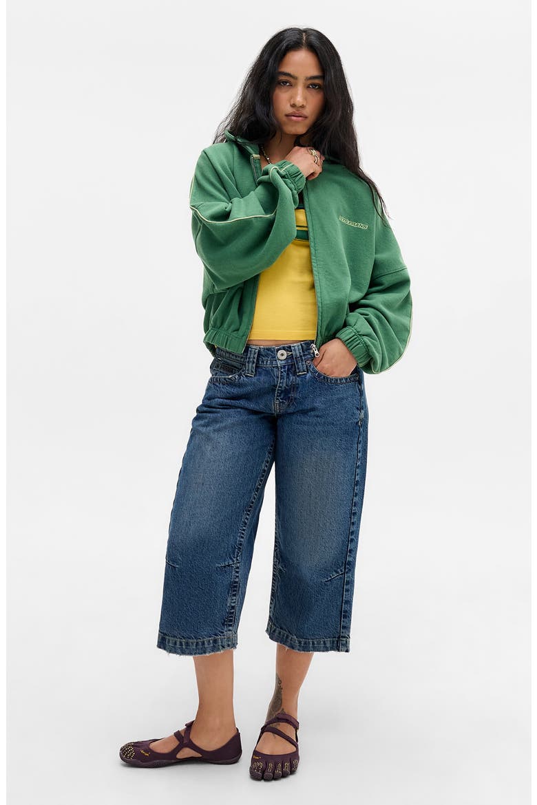 Bubble Hem Zip Hoodie, Alternate, color, GREEN