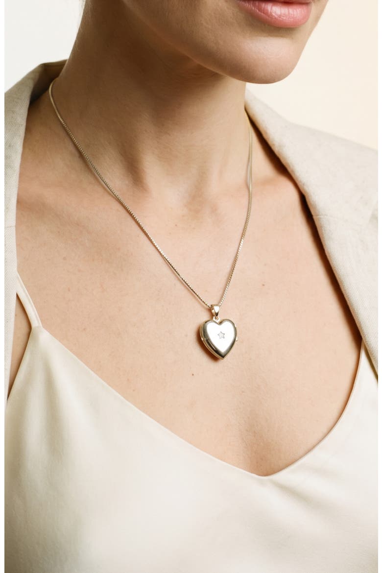 Heart Locket Pendant Necklace, Alternate, color, SILVER