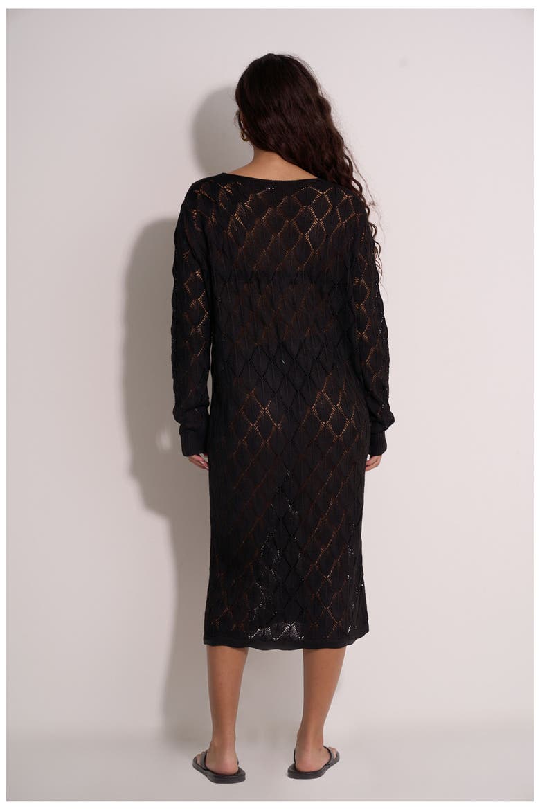 Santorini Crocheted Midi Cover-Up, Alternate, color, Black