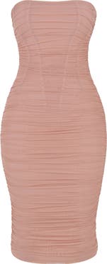 HOUSE OF CB Julianna Strapless Ruched Corset Dress