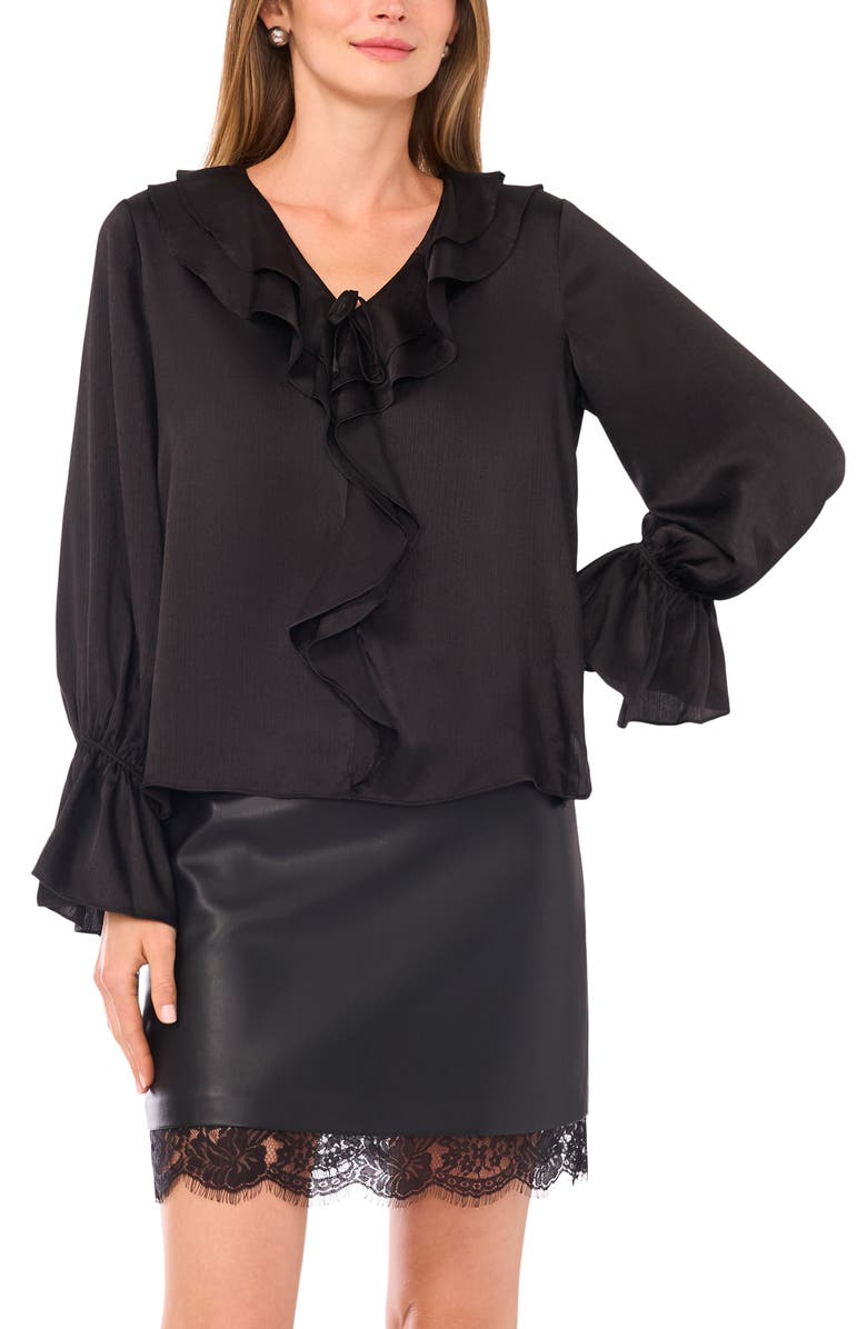 Vince Camuto Ruffle Detail Textured Top, Main, color, 