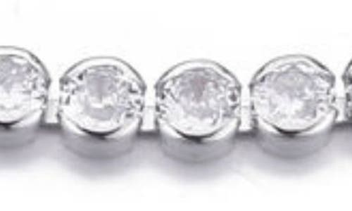 Adornia Silver Plated Crystal Bezeled Tennis Bracelet In Silver
