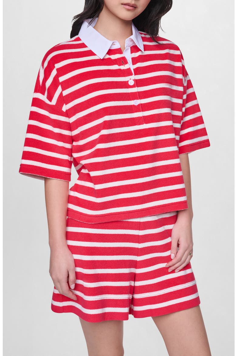 Stripe Terry Polo, Main, color, PUNCH/ EGGN