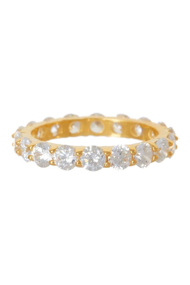 14K Gold Plated Sterling Silver Cubic Zirconia Eternity Ring, Alternate, color, GOLD