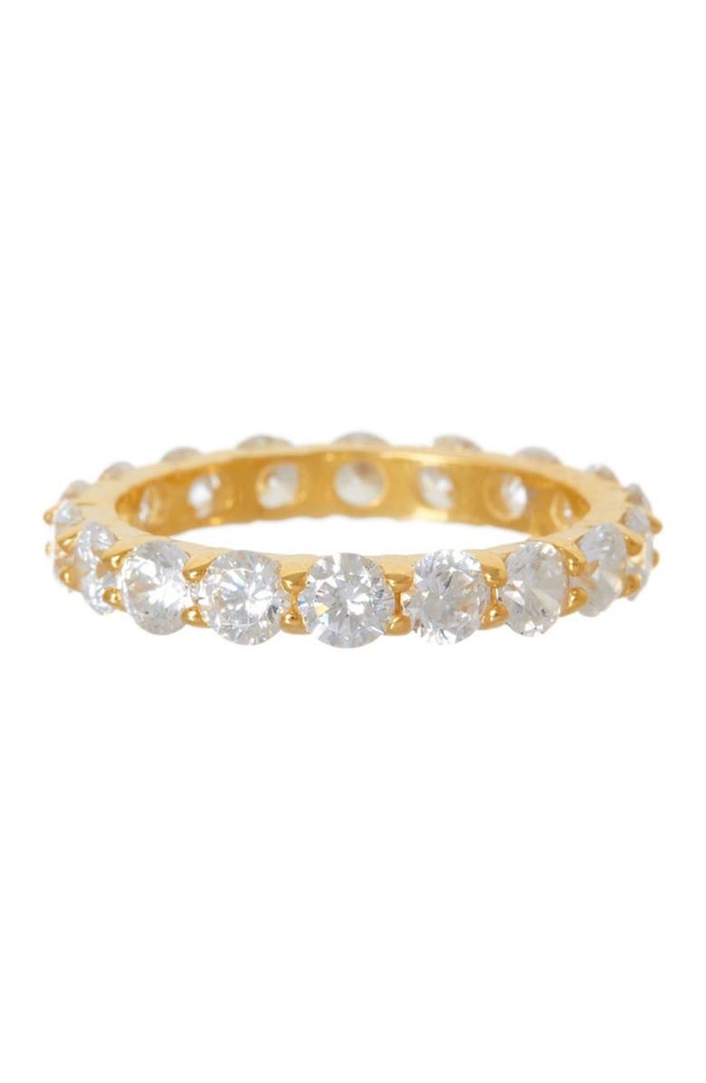 Sterling Forever 14K Gold Plated Sterling Silver Cubic Zirconia Eternity Ring, Main, color, Gold