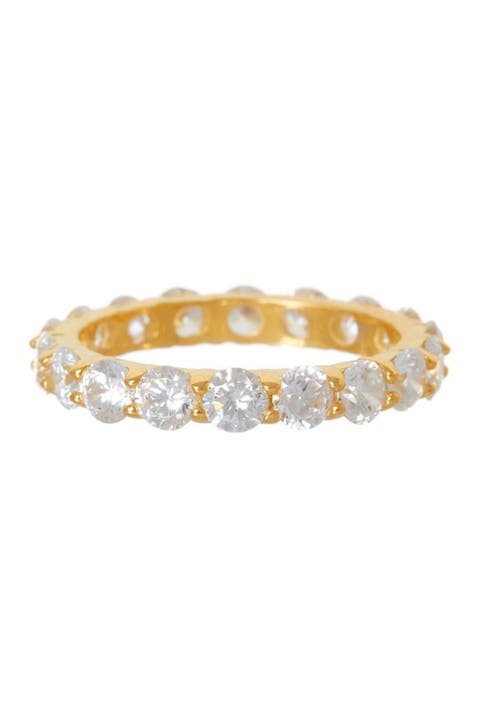 14K Gold Plated Sterling Silver Cubic Zirconia Eternity Ring
