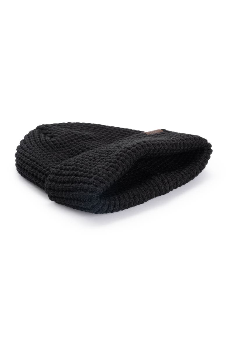 Unisex Cuffed Waffle Stitch Knit Beanie, Alternate, color, Ebony