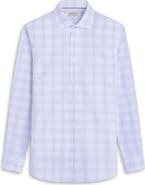Bugatchi Axel Windowpane Check Shaped Fit Stretch Cotton Button-Up Shirt