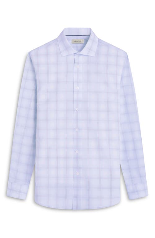 Bugatchi Axel Windowpane Check Shaped Fit Stretch Cotton Button-up Shirt In Ice