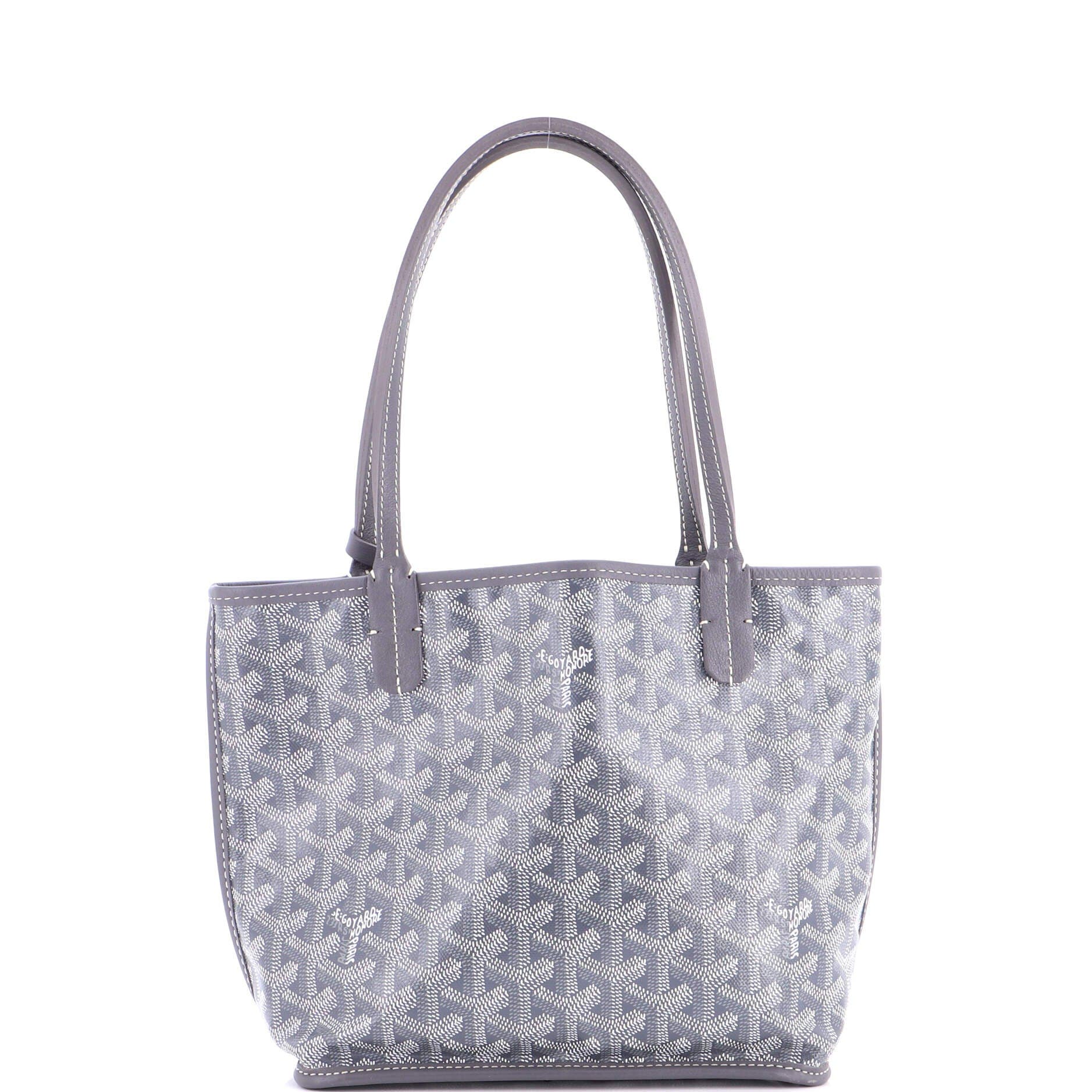 Pre-Owned Goyard Anjou Reversible Tote Coated Canvas Mini, Alternate, color, White