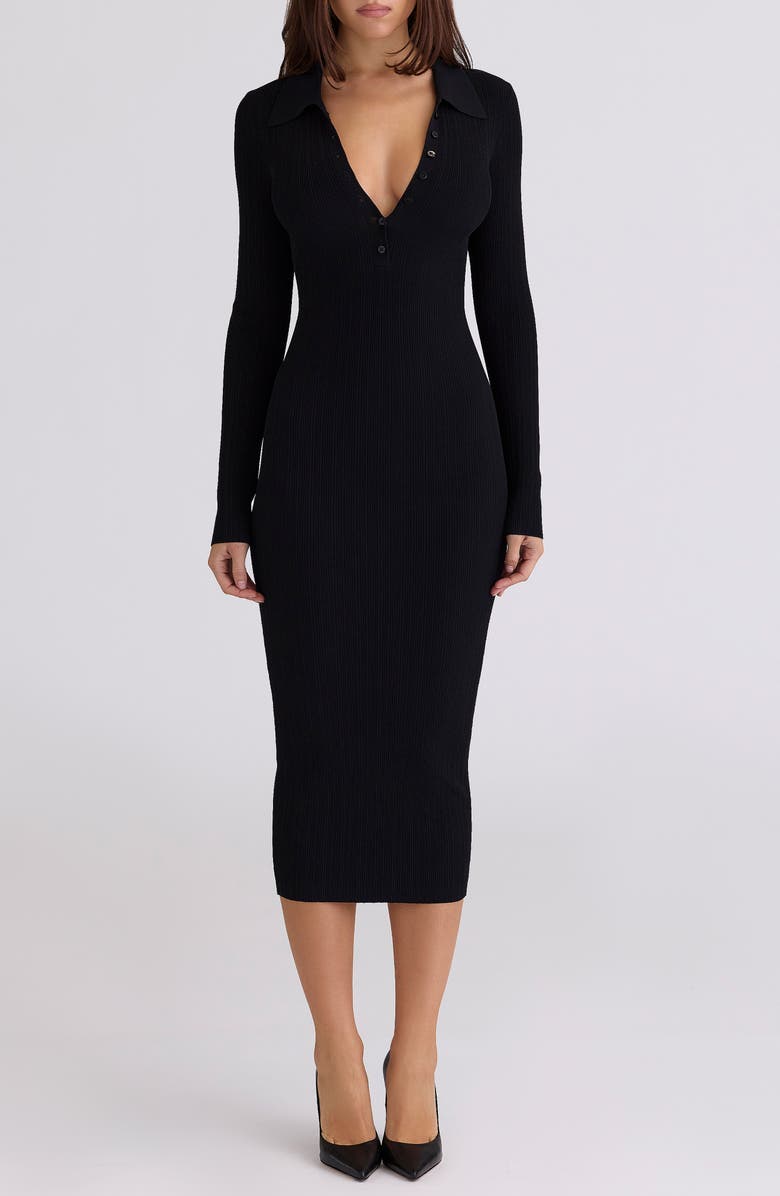 HOUSE OF CB Sabra Long Sleeve Rib Sweater Dress, Main, color,