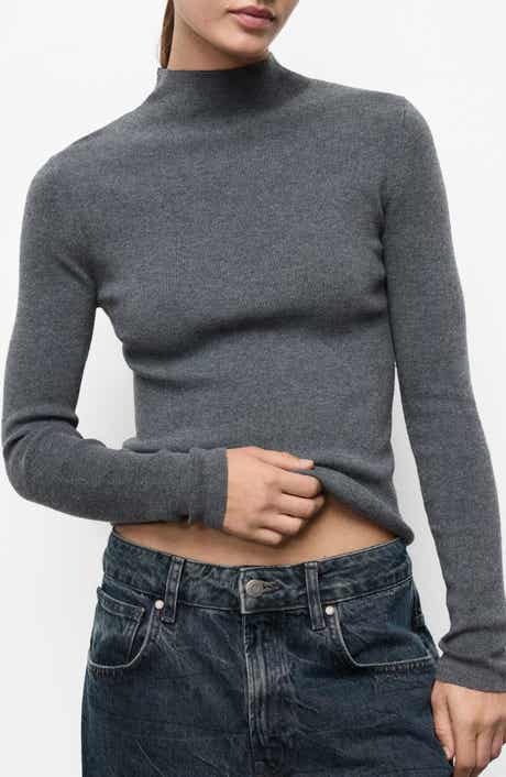 MANGO Fitted Mock Neck Sweater