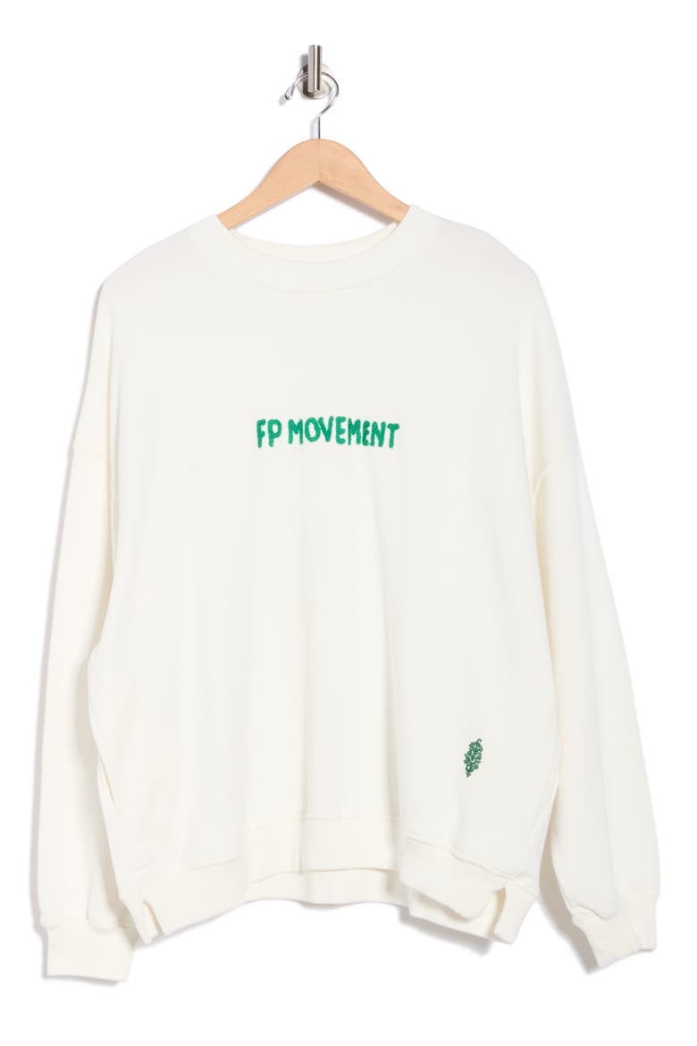 FP Movement All Star Embroidered Logo Cotton Blend Sweatshirt, Alternate, color, WHITE COMBO