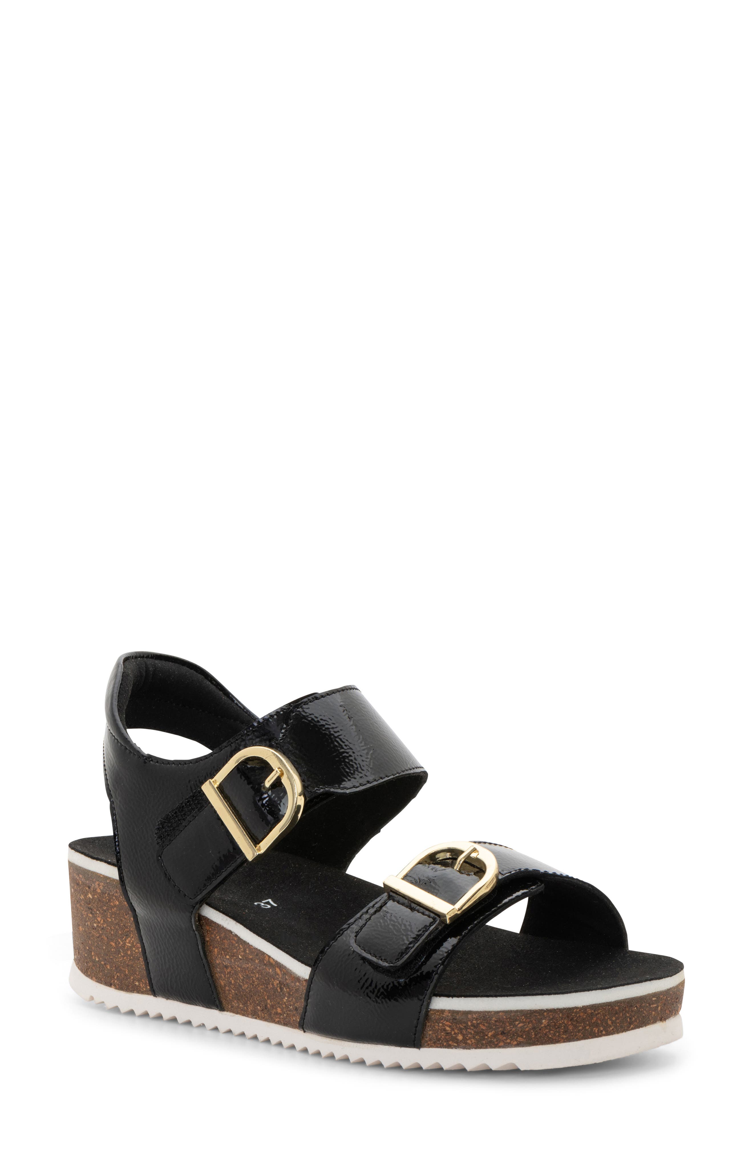 ara Nova Slingback Platform Wedge Sandal, Main, color, Black