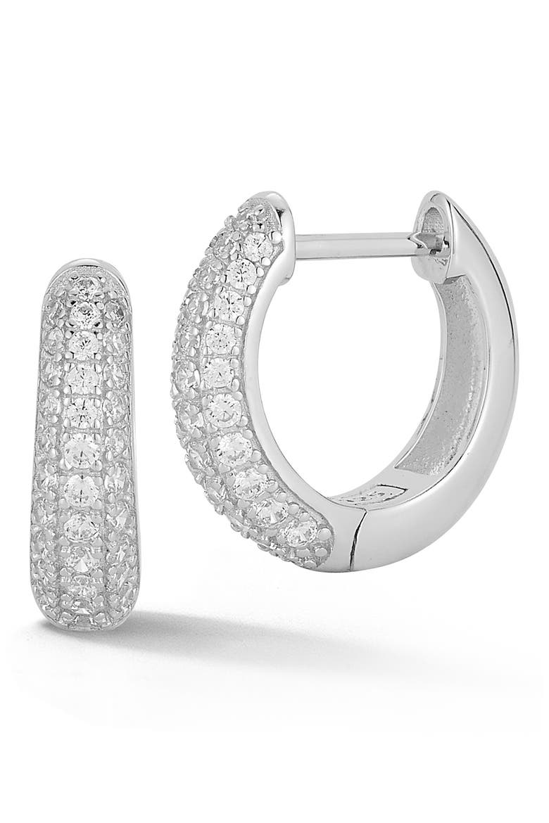 Graduated Cubic Zirconia Hoop Earrings, Main, color, SILVER