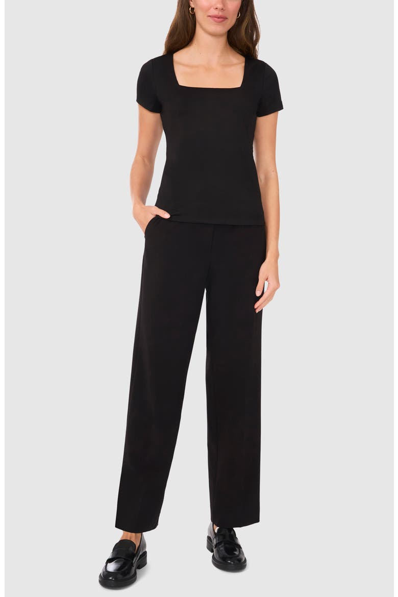 Square Neck Jersey Top, Alternate, color, RICH BLACK