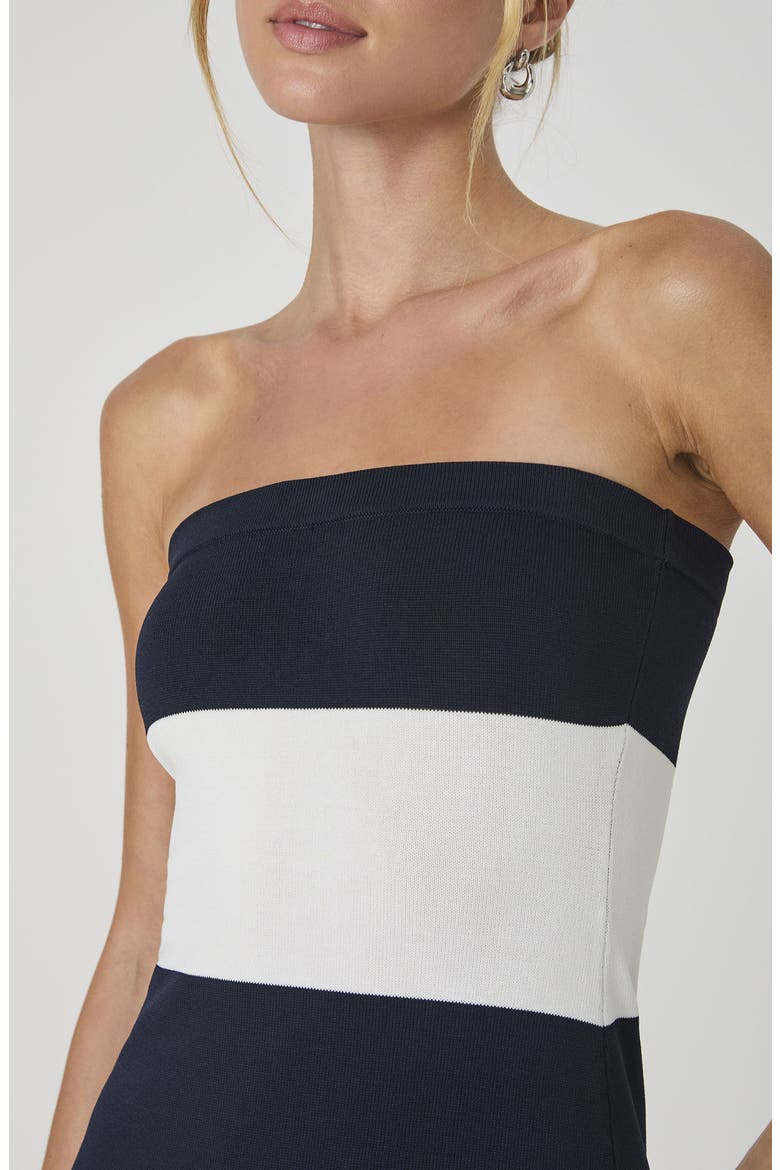 Colorblock Strapless Tube Dres, Alternate, color, SUMMER WHITE/ BLUE