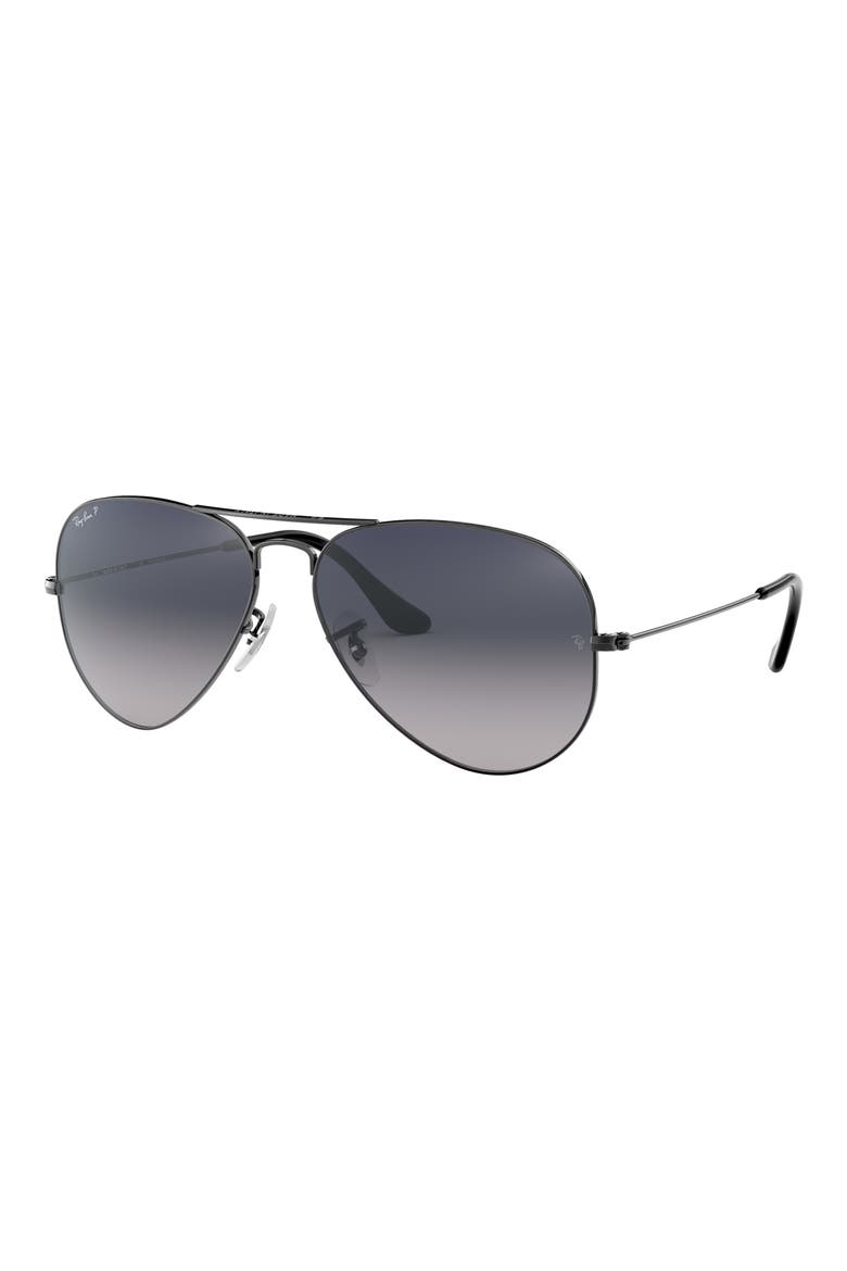 62mm Polarized Oversize Pilot Sunglasses, Alternate, color, GUNMETAL