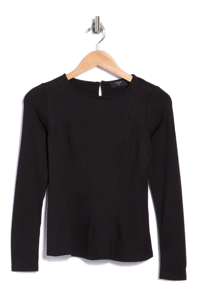 Ponte Knit Peplum Top, Main, color, BLACK