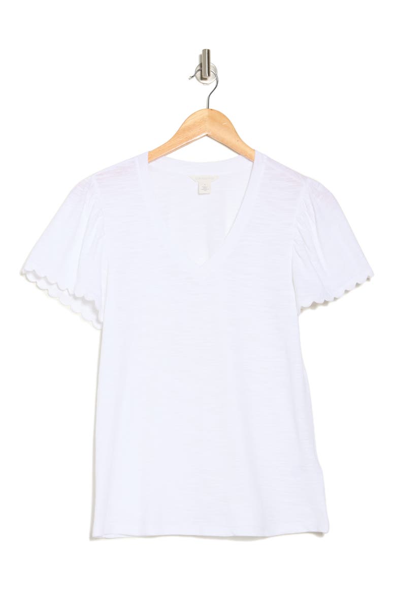 Scallop Trim T-Shirt, Alternate, color, WHITE
