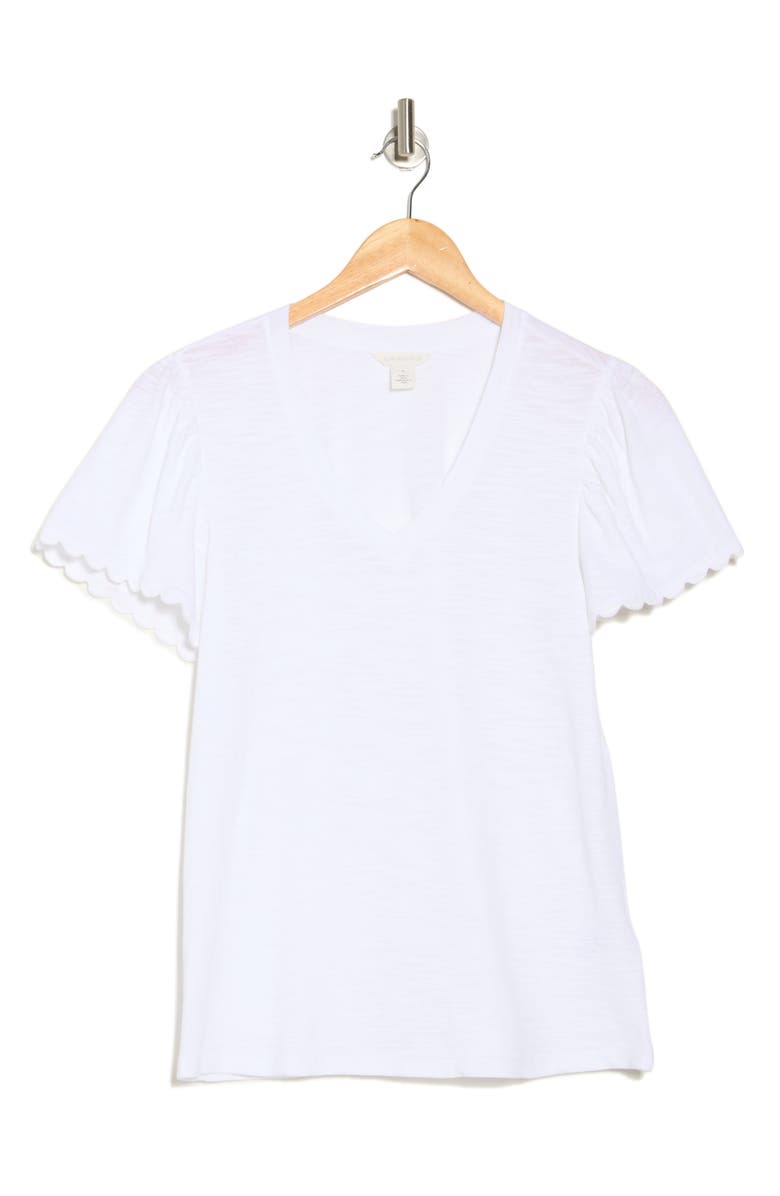 Caslon<sup>®</sup> Scallop Trim T-Shirt, Alternate, color, White