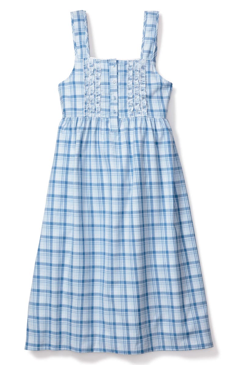 Petite Plume Seafarer Tartan Ruffle Trim Cotton Nightgown, Alternate, color, 