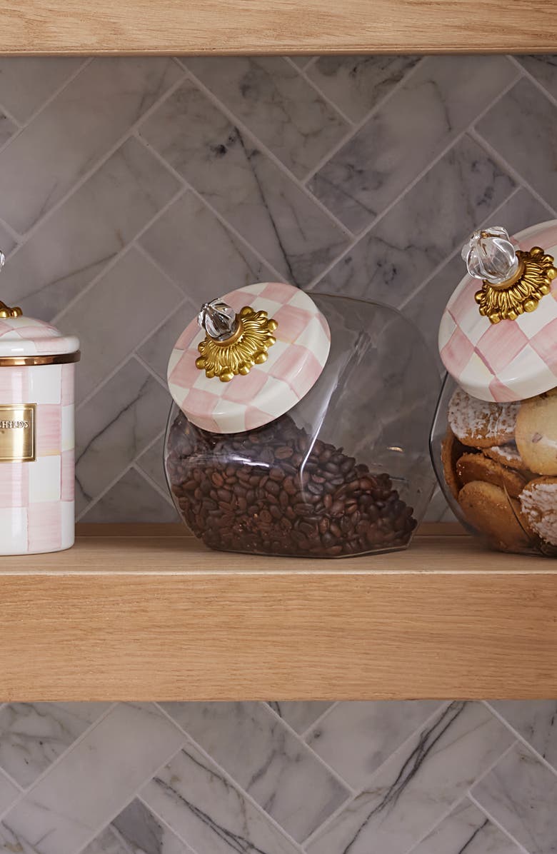 MACKENZIE CHILDS Cookie Jar with Rosy Check Enamel Lid, Alternate, color, Rosy