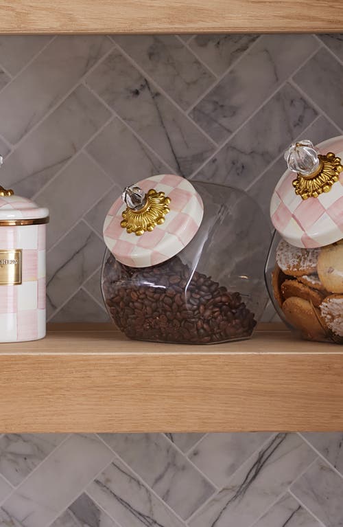 Mackenzie-childs Mackenzie Childs Cookie Jar With Rosy Check Enamel Lid In Transparent