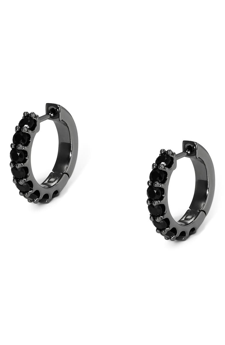 Nadri Crystal Huggie Hoop Earrings, Main, color, Black