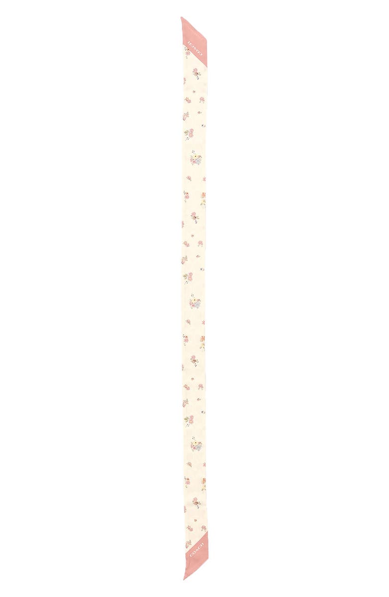 COACH Floral Skinny Silk Scarf, Alternate, color, 
