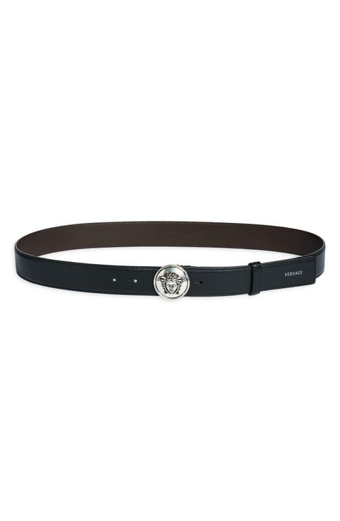 Medusa Buckle Leather Belt