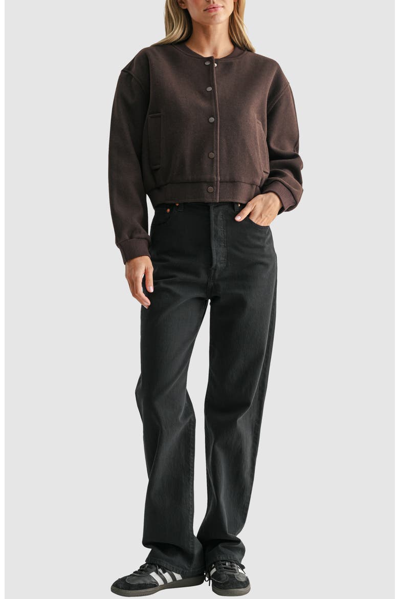 Snap-Front Bomber Jacket, Alternate, color, CHOCOLATE