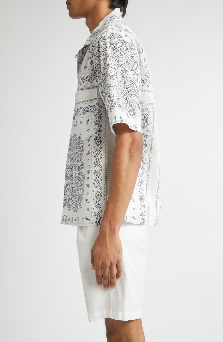 Eleventy Bandana Print Linen & Cotton Camp Shirt, Alternate, color,
