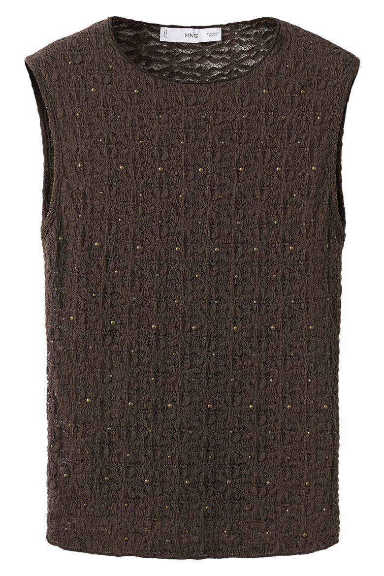 Studded Jewel Neck Tank, Alternate, color, CHOCOLATE